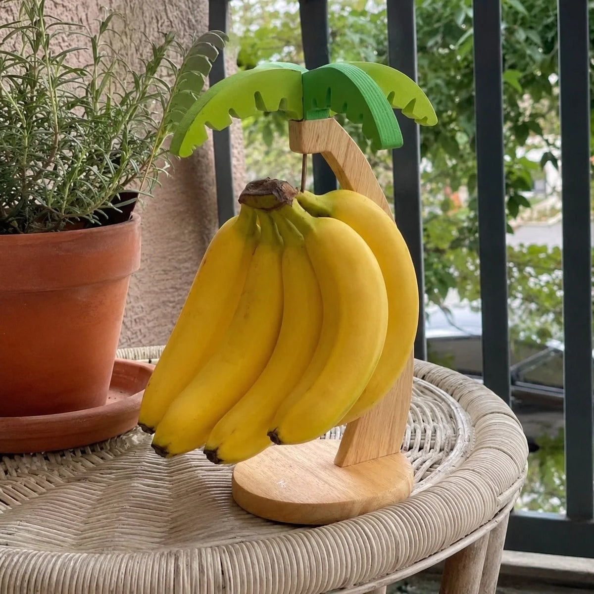 Banana Hanger Wood & Metal Palm Tree Design