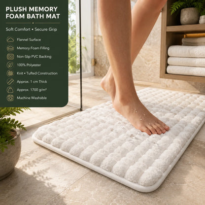 Bath Mat Memory Foam Flannel Non-Slip Backing