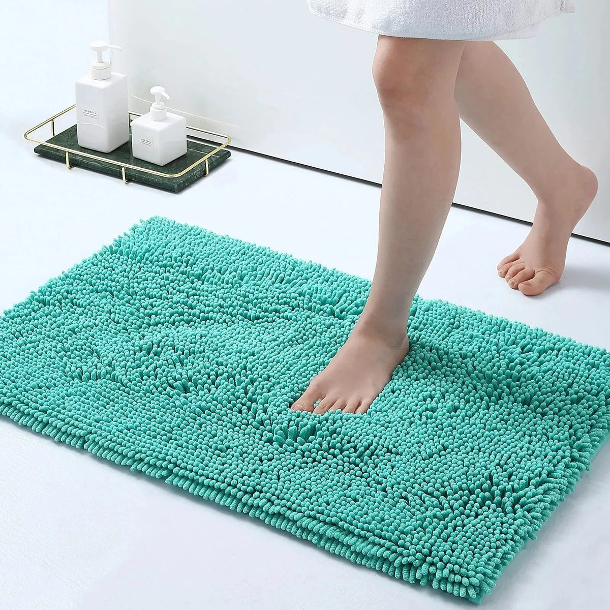 Bath Mat Non-Slip Quick-Absorbent Plush Cushioned Texture