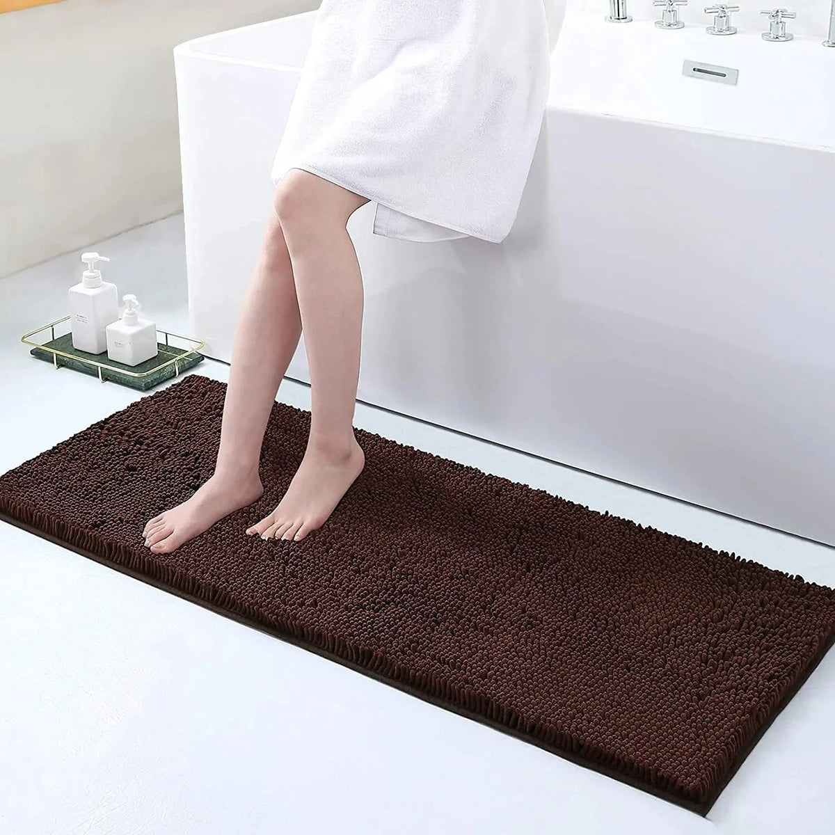 Bath Mat Non-Slip Quick-Absorbent Plush Cushioned Texture