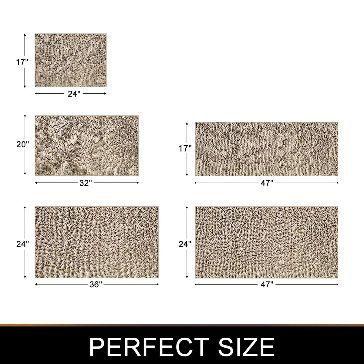 Bath Mat Non-Slip Quick-Absorbent Plush Cushioned Texture