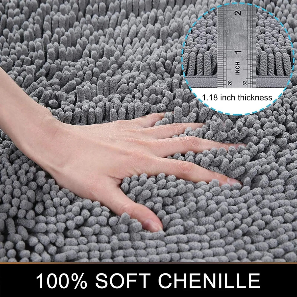 Bath Mat Non-Slip Quick-Absorbent Plush Cushioned Texture
