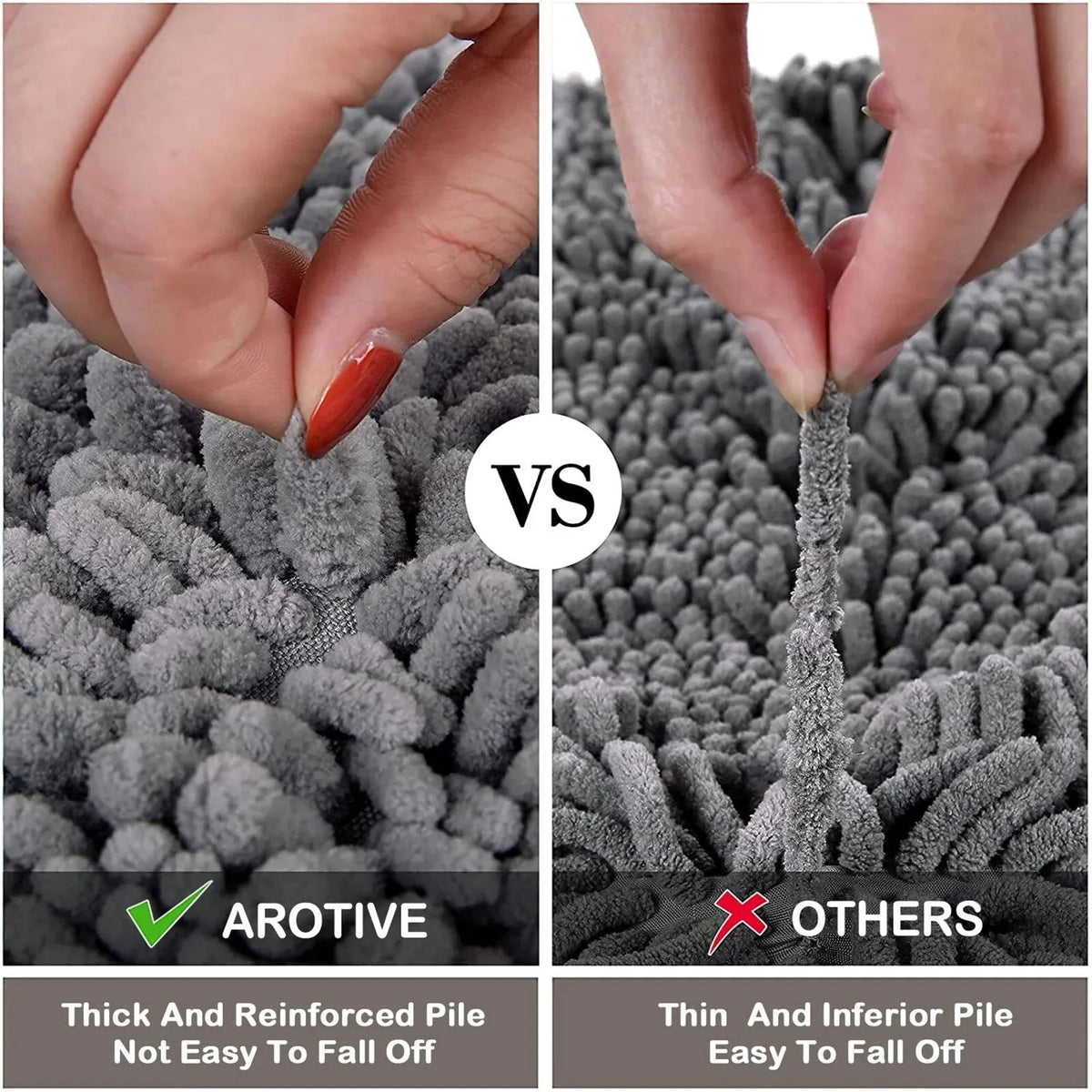 Bath Mat Non-Slip Quick-Absorbent Plush Cushioned Texture