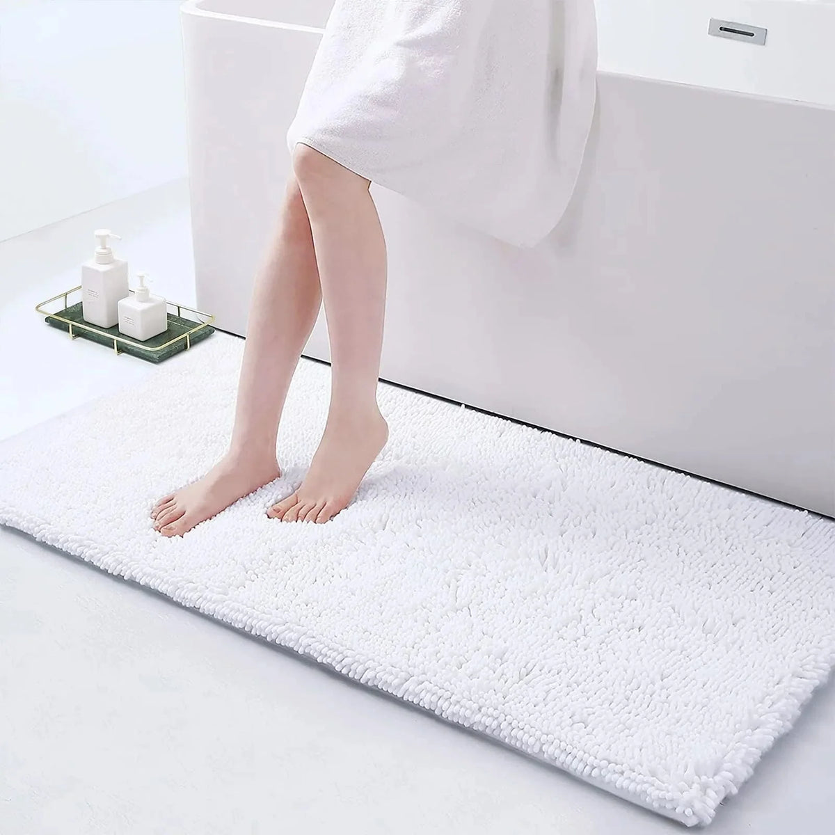 Bath Mat Non-Slip Quick-Absorbent Plush Cushioned Texture