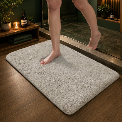 Bath Mat Plush Long-Pile Polyester Non-Slip Machine Washable