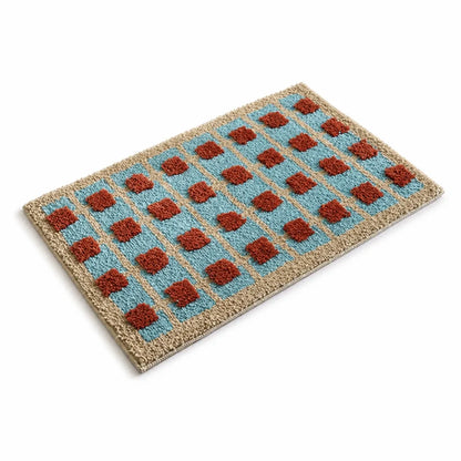 Bath Mat Retro Check Cotton Tufted Non-Slip