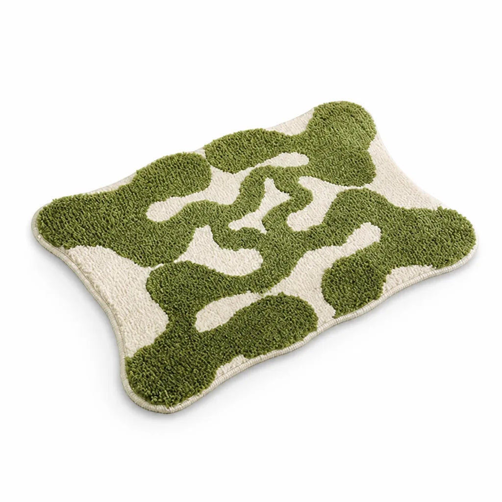 Bath Mat Retro Check Cotton Tufted Non-Slip