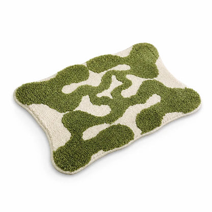 Bath Mat Retro Check Cotton Tufted Non-Slip