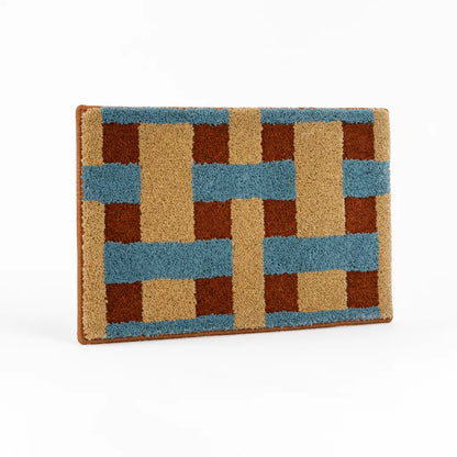 Bath Mat Retro Check Cotton Tufted Non-Slip