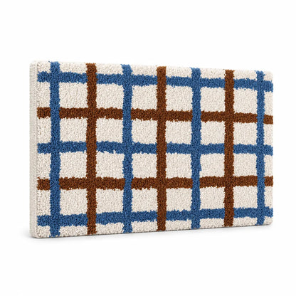 Bath Mat Retro Check Cotton Tufted Non-Slip
