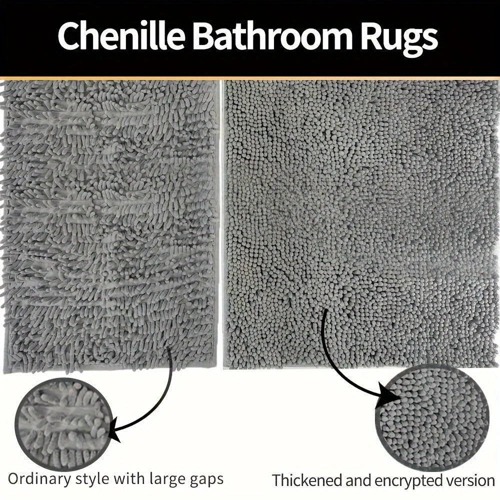 Bath Mat Round Chenille Non-Slip Quick-Drying
