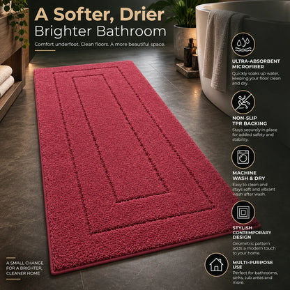 Bath Mat & Runner Absorbent Microfiber Non-Slip Machine Washable