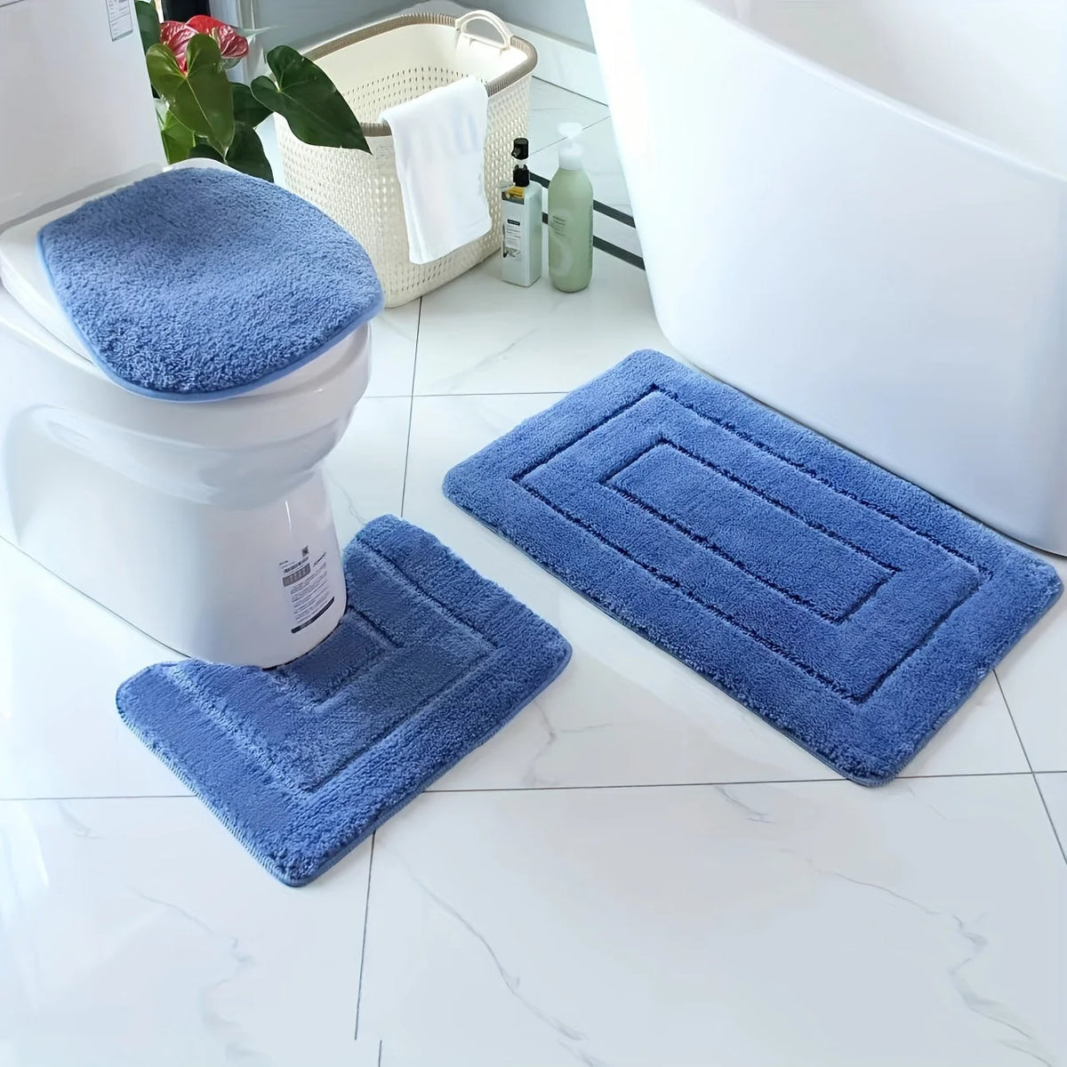 Bath Mat Set Non-Slip Quick-Drying Microfiber Set of 2