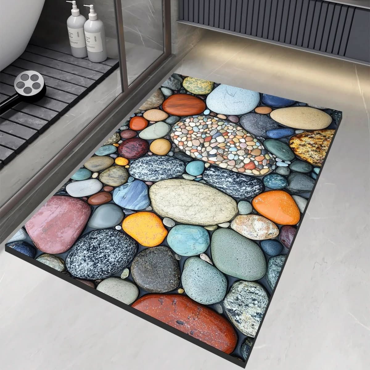 Bath Mat Stone-Look Ultra-Fast Drying & Non-Slip Backing