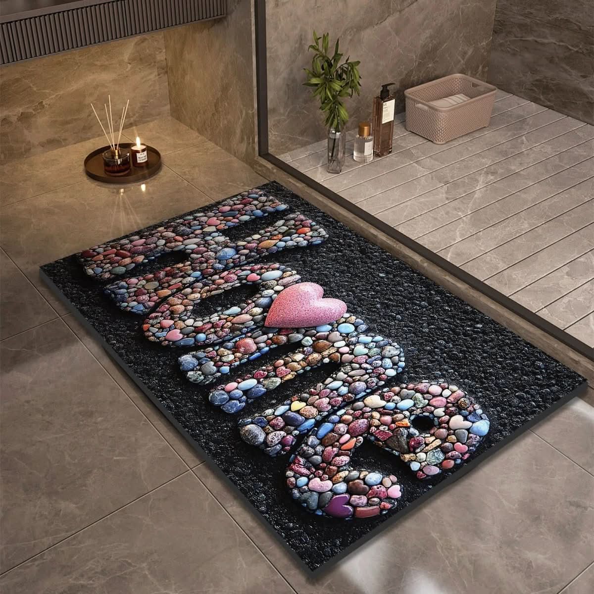 Bath Mat Stone-Look Ultra-Fast Drying & Non-Slip Backing
