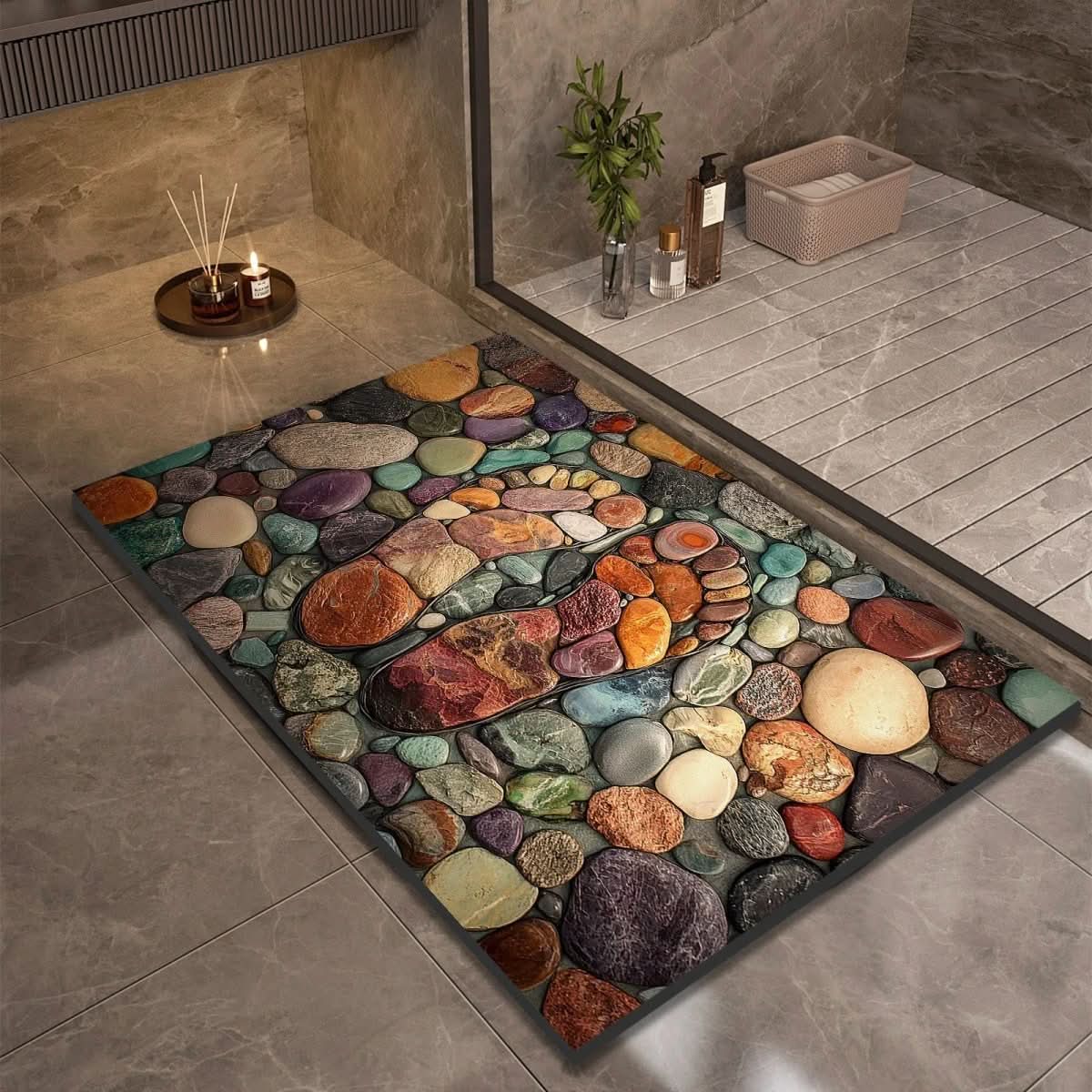 Bath Mat Stone-Look Ultra-Fast Drying & Non-Slip Backing