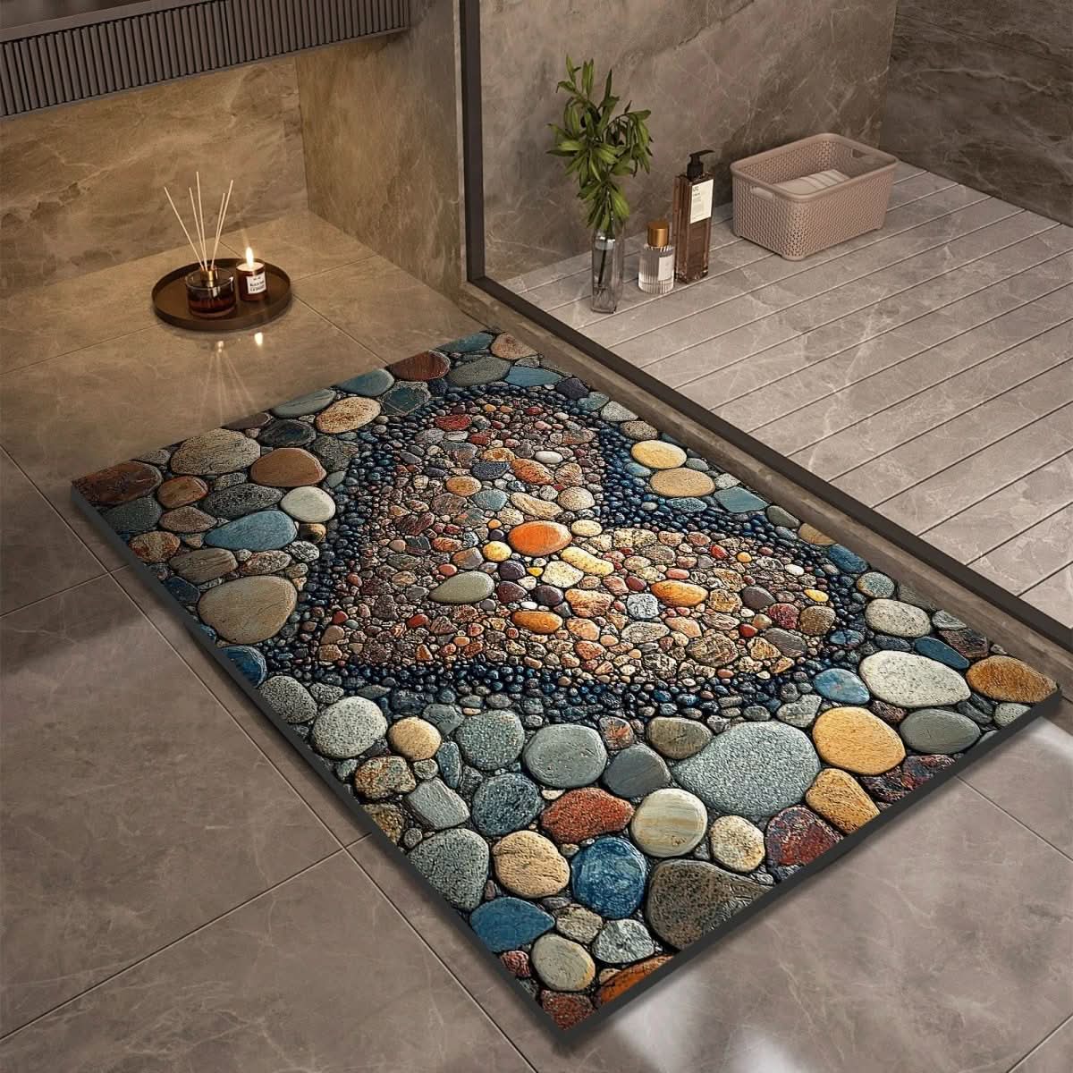 Bath Mat Stone-Look Ultra-Fast Drying & Non-Slip Backing