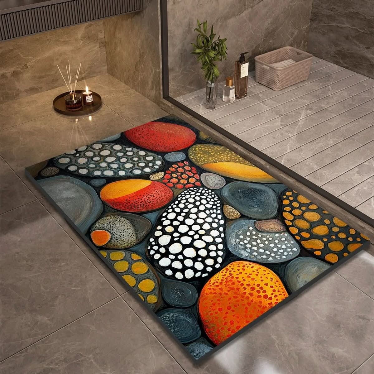 Bath Mat Stone-Look Ultra-Fast Drying & Non-Slip Backing