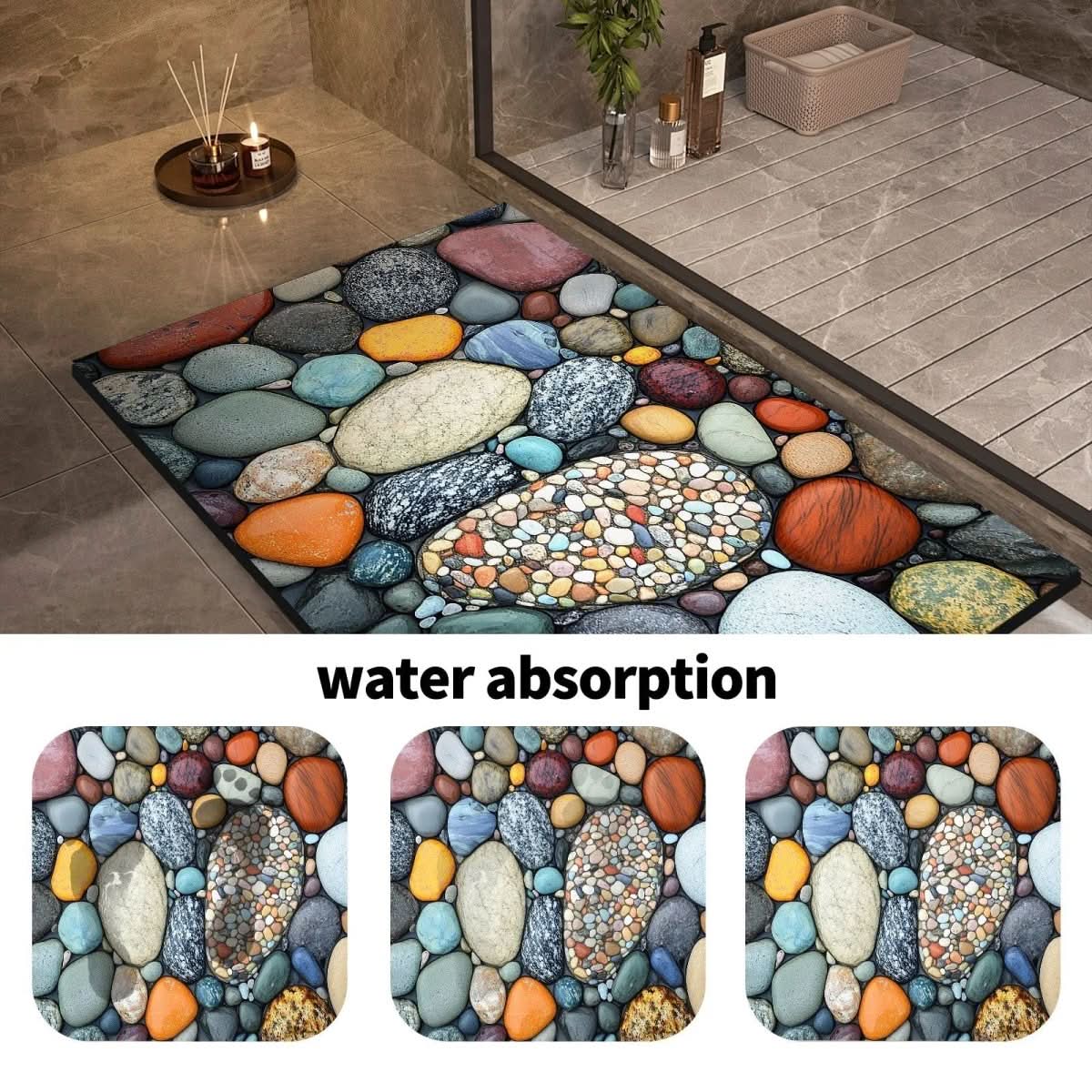 Bath Mat Stone-Look Ultra-Fast Drying & Non-Slip Backing