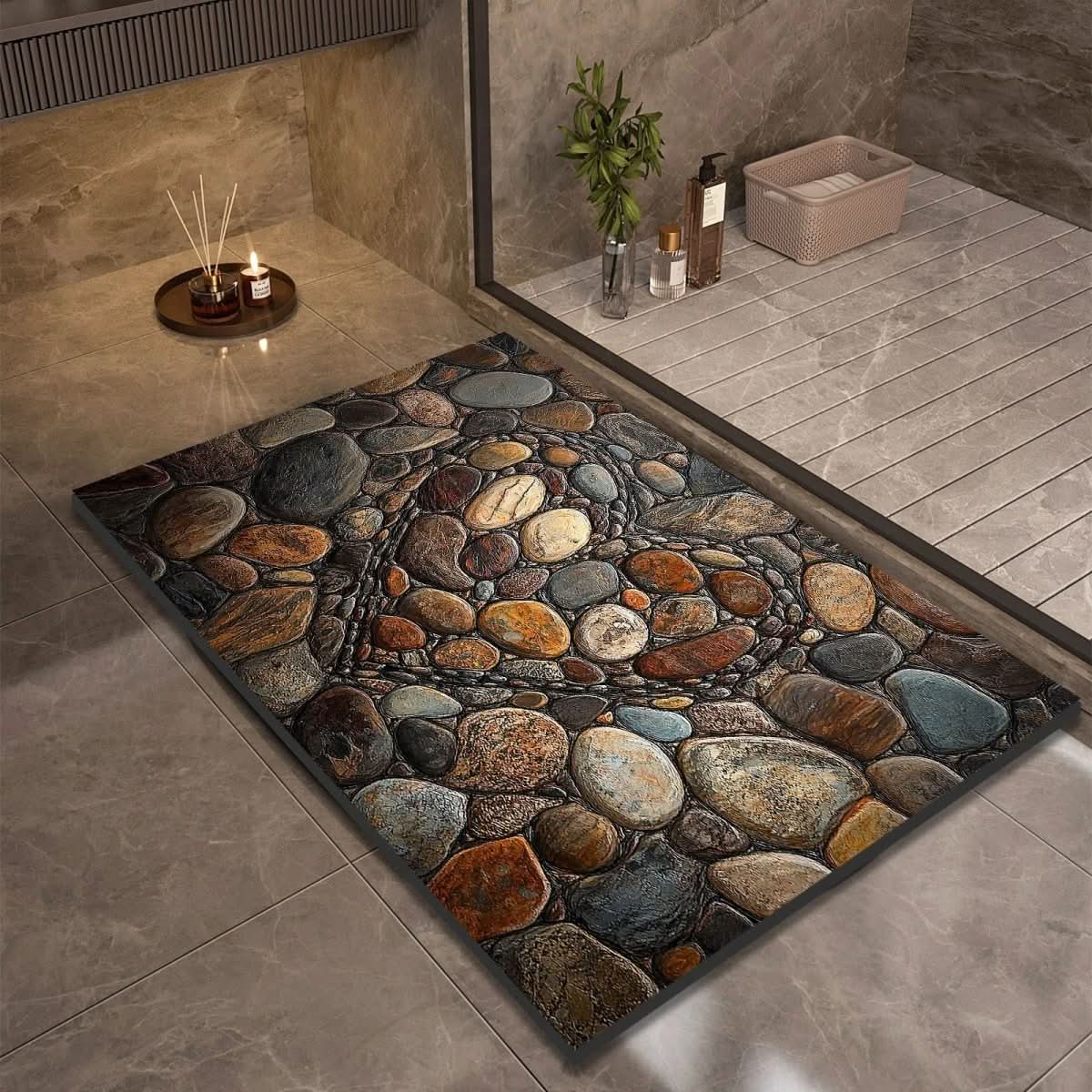 Bath Mat Stone-Look Ultra-Fast Drying & Non-Slip Backing
