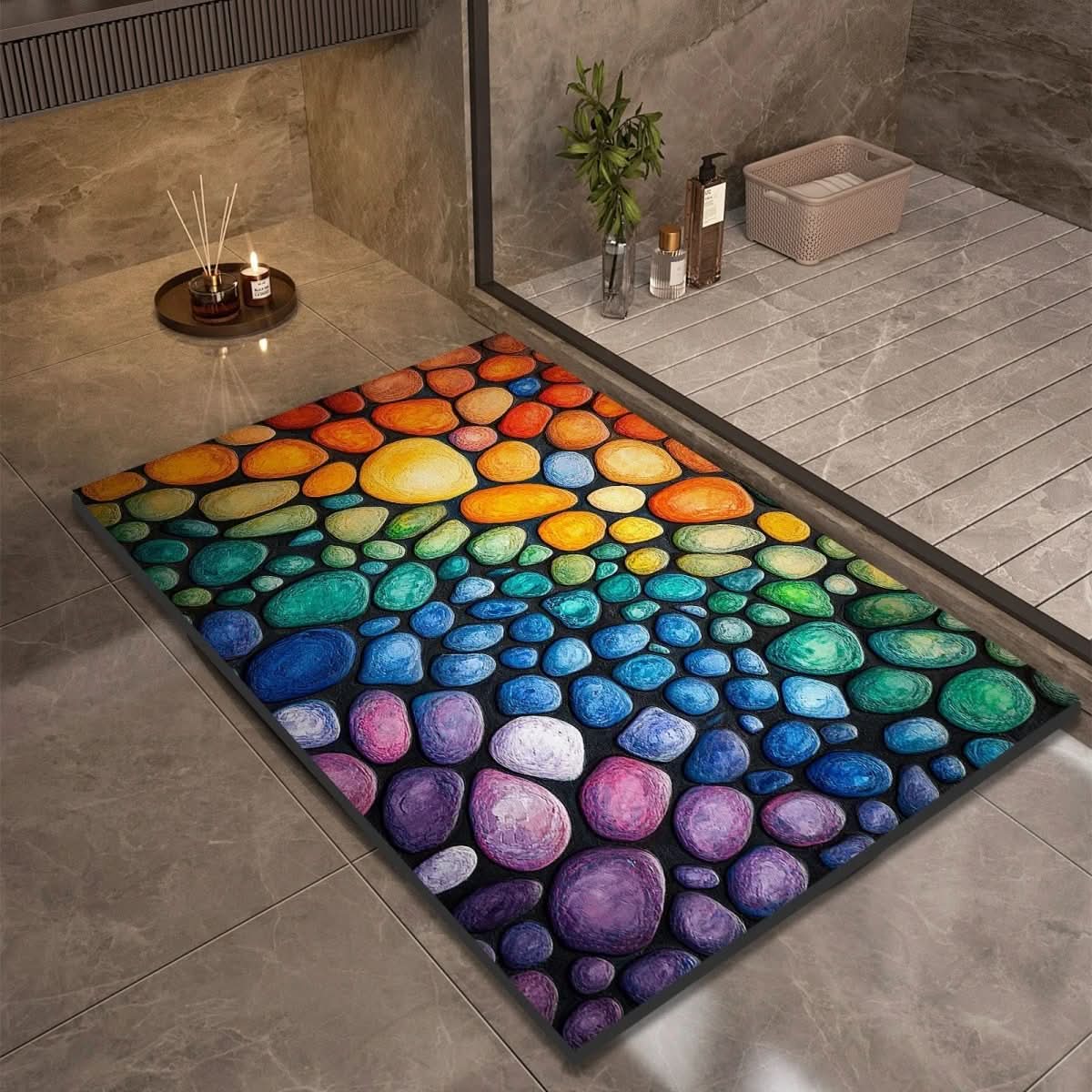 Bath Mat Stone-Look Ultra-Fast Drying & Non-Slip Backing