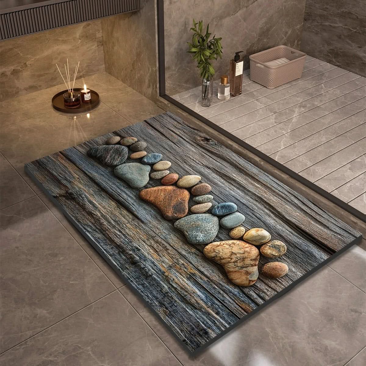 Bath Mat Stone-Look Ultra-Fast Drying & Non-Slip Backing