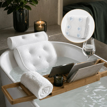 Bath Pillow Ergonomic Neck & Head Support Quick-Dry Mesh