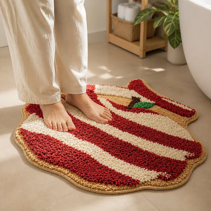 Bath Rug Apple-Shaped High-Pile Microfiber Non-Slip Backing