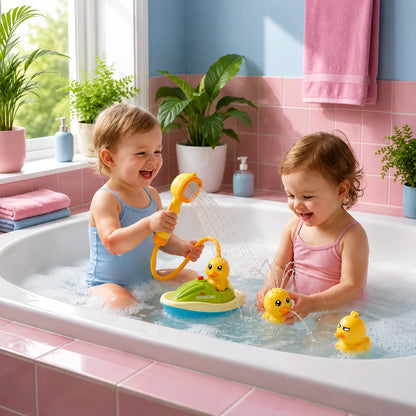 Bath Toy Set Battery-Operated Shower Head & Squirting Ducks