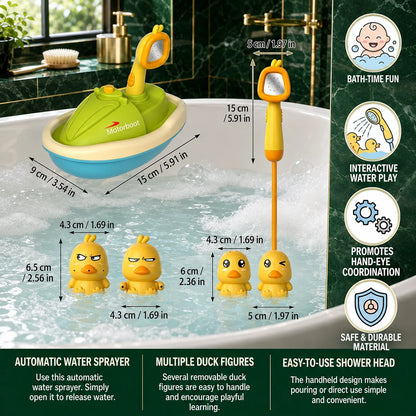 Bath Toy Set Battery-Operated Shower Head & Squirting Ducks