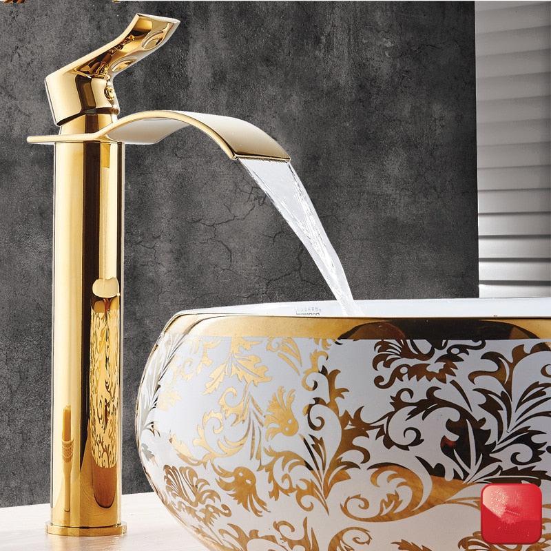 Bathroom Faucet Brass Waterfall Spout Single-Handle