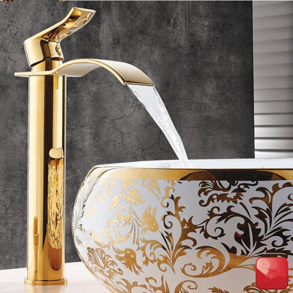 Bathroom Faucet Brass Waterfall Spout Single-Handle