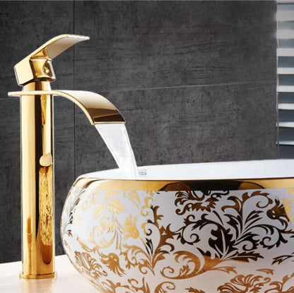 Bathroom Faucet Brass Waterfall Spout Single-Handle