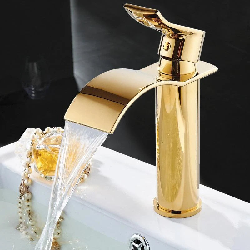 Bathroom Faucet Brass Waterfall Spout Single-Handle