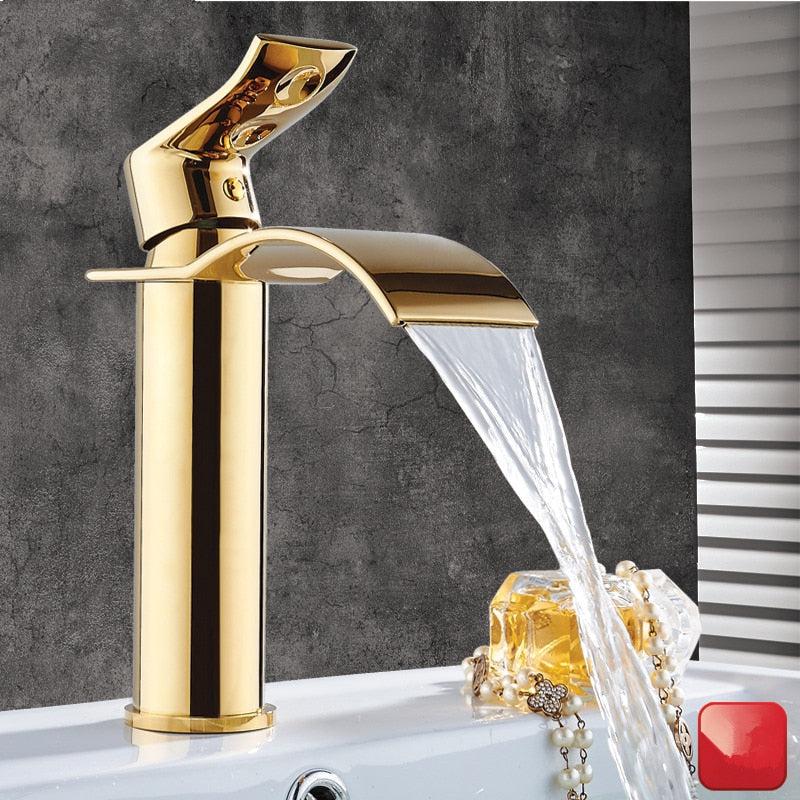 Bathroom Faucet Brass Waterfall Spout Single-Handle