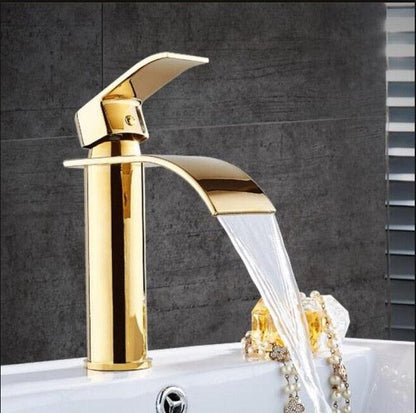 Bathroom Faucet Brass Waterfall Spout Single-Handle