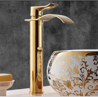Bathroom Faucet Brass Waterfall Spout Single-Handle