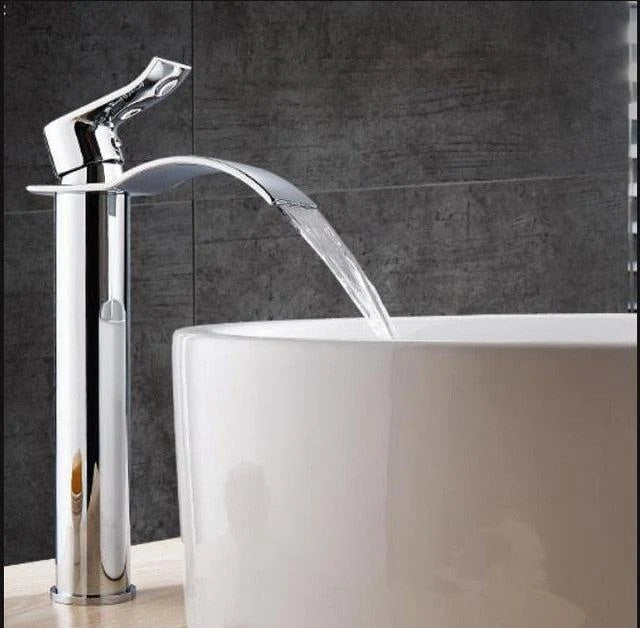 Bathroom Faucet Brass Waterfall Spout Single-Handle