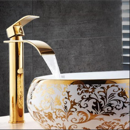 Bathroom Faucet Brass Waterfall Spout Single-Handle