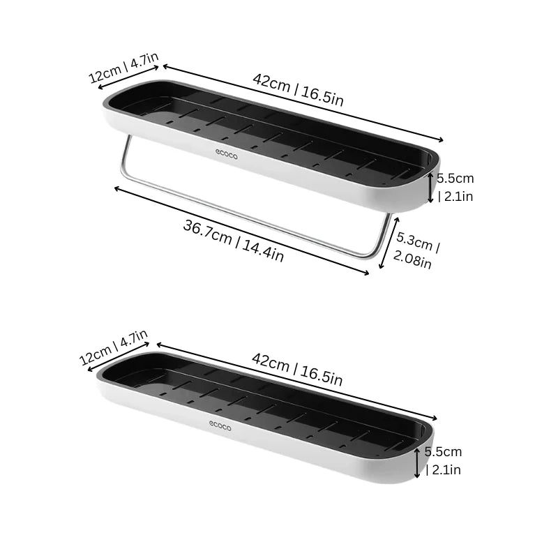 Bathroom Organizer Acrylic Adhesive Wall-Mount With Drainage