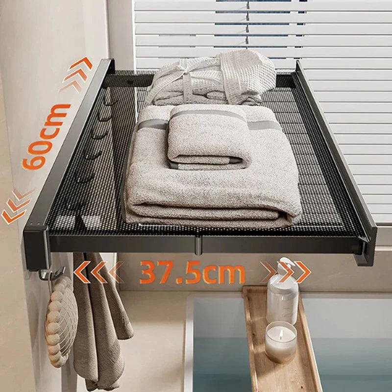 Bathroom Towel Storage Rack Suction-Mount Shelves & Hangers