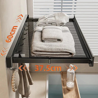 Bathroom Towel Storage Rack Suction-Mount Shelves & Hangers