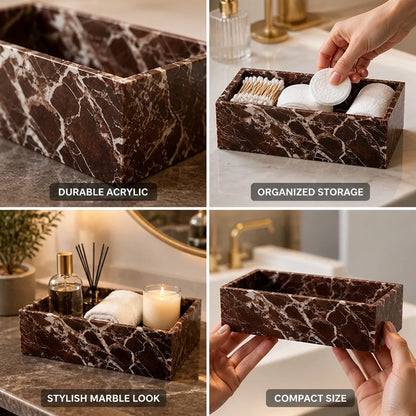 Bathroom Vanity Organizer Acrylic Marble-Look Compact 20cm