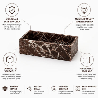 Bathroom Vanity Organizer Acrylic Marble-Look Compact 20cm