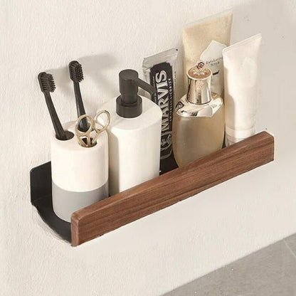 Bathroom Wall Shelf Solid Wood No-Drill Mounting & Moisture-Resistant