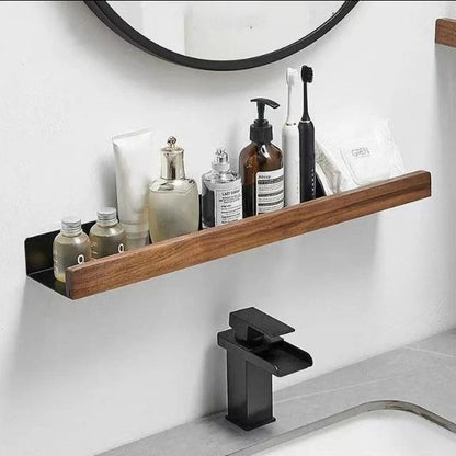 Bathroom Wall Shelf Solid Wood No-Drill Mounting & Moisture-Resistant