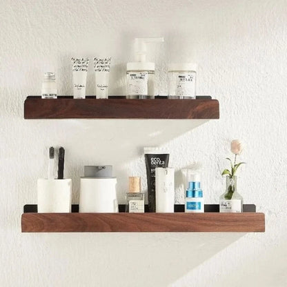 Bathroom Wall Shelf Solid Wood No-Drill Mounting & Moisture-Resistant
