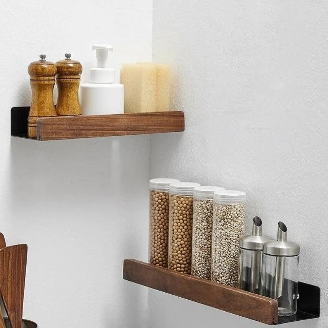 Bathroom Wall Shelf Solid Wood No-Drill Mounting & Moisture-Resistant