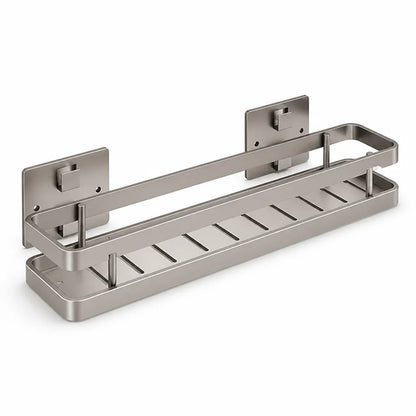 Bathroom Wall Shelf Stainless Steel No-Drill Double Guard Rails