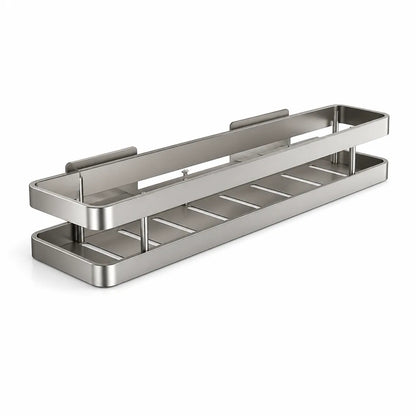 Bathroom Wall Shelf Stainless Steel No-Drill Double Guard Rails